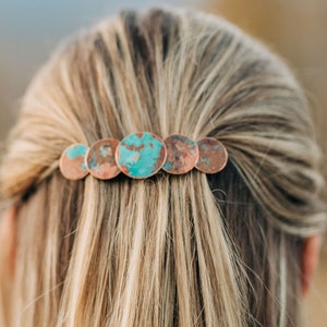 patina copper barrettes for women, hair clip, hair barrette, adult hair clips, medium/large barrette, barrettes for thick hair image 2