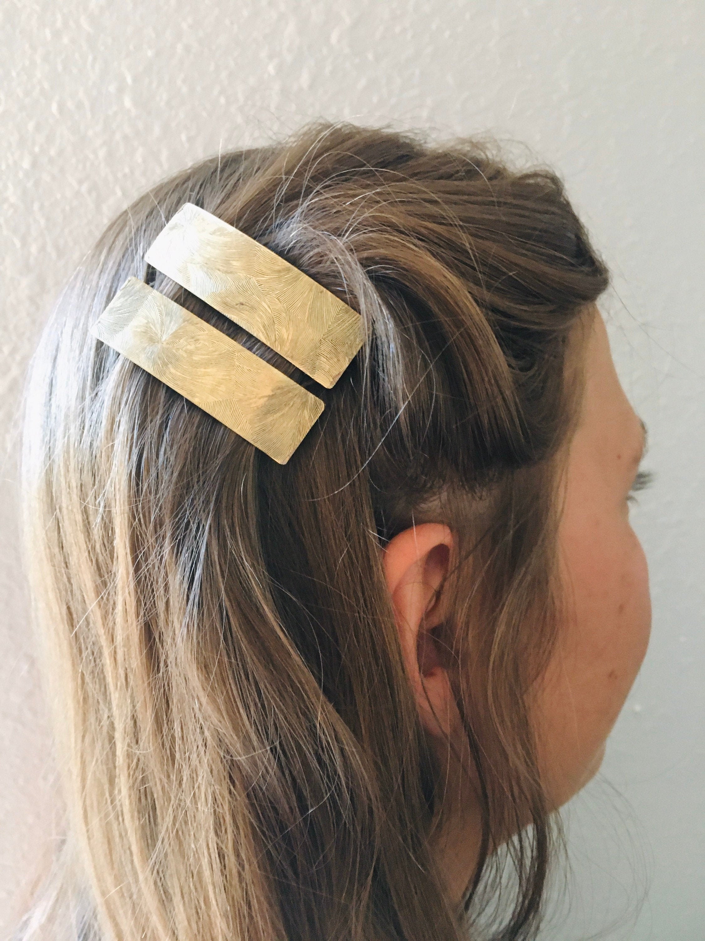 Gold set of barrettes gold hair accessories set of hair Etsy