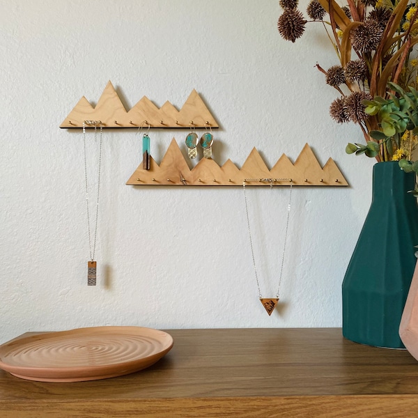Wood Mountain Necklace Holder, Wood Necklace Hanger, Jewelry Display Set, Necklace Organizer, Jewelry Organizer, Jewelry Stand, Gift Ideas