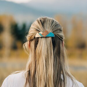 mountain hair clip, mountain jewelry, mountians barrette, unique hair clip, large barrette, barrettes for thick hair, metal hair barrette image 2