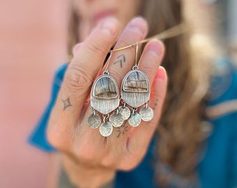 925 Sterling Silver Stone Dangle Earrings, Stone Earrings, Silversmith Earrings, Earrings Dangle, Fringe Earrings, Handmade Earrings, Gifts