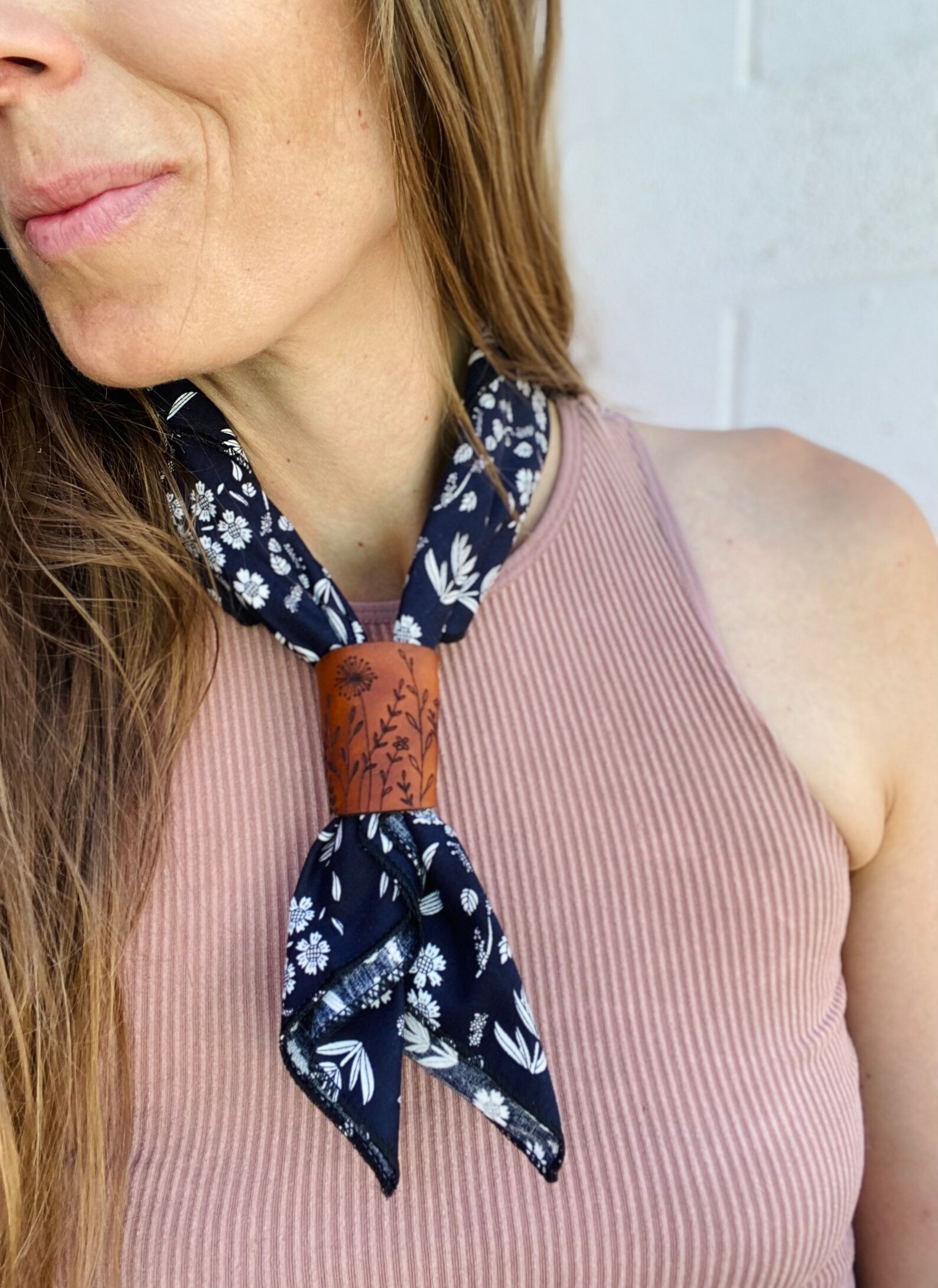 Wildflower Bandana Slide and Bandana Leather Bandana Bolo Etsy