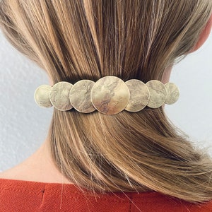 extra large full moon hair clip, gold circle barrette, large hair barrette, barrette for thick hair