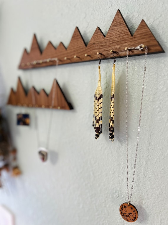 Soporte de collar de montaña de madera, colgador de collar de madera, juego  de exhibición de joyas, organizador de collares, organizador de joyas,  soporte de joyería, ideas de regalos -  México
