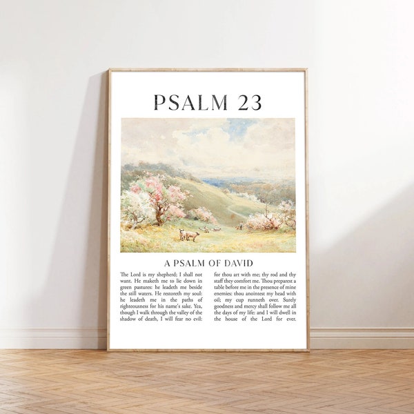 Psalm 23 Herr ist mein Hirte Bibel Vers Kunst Leinwand Wandkunst Poster Moderne Schrift Geschenk Aquarell Boho Christian Print Home Ostern Print