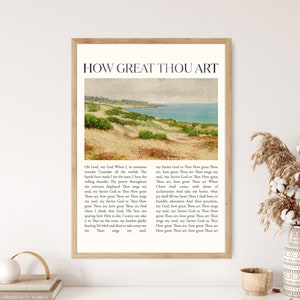 How Great Thou Art Hymn Lyrics Print Canvas Poster Modern Minimalist Vintage Scripture Christian Song Gift Reformed Home Wall Christian Gift