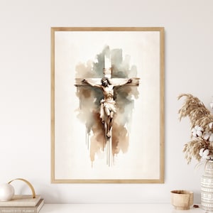 Jesus on Cross Wall Art Poster Print You Will Be with Me in Paradise Gift Watercolor Print Trendy Living Room Home Easter Print Canvas