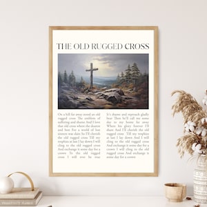 Old Rugged Cross Hymn Lyrics Print Canvas Poster Modern Minimalist Farm Scripture Vintage Christian Gift Reformed Home Wall Christian Gift
