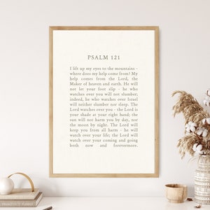 Psalm 121 Modern Typography Scripture Lift My Eyes Bible Verse Art Canvas Wall Art Poster Gift Boho Christian Print Living Room Easter Print