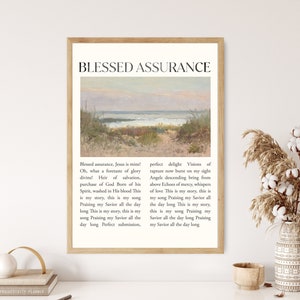 Blessed Assurance Lyrics Hymn Print Canvas Poster Modern Minimalist Vintage Christian Song Art Gift Reformed Home Room Wall Easter Print