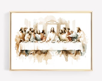 Jesus The Last Supper Canvas Wall Art Poster Holy Modern Bible Verse Art Easter Gift Watercolor Boho Christian Scripture Print Christian Art