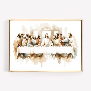 Jesus The Last Supper Canvas Wall Art Poster Holy Modern Bible Verse Art Easter Gift Watercolor Boho Christian Scripture Print Easter Print