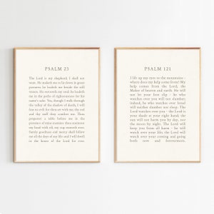 Psalm 23+121 Set of 2 Modern Scripture Typography Bible Verse Canvas Wall Art Religious Poster Gift Boho Christian Print Home Easter Print