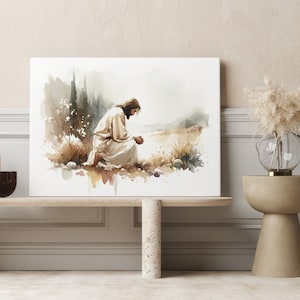 Jesus Prays in the Garden of Gethsemane Canvas Wall Art Poster Holy ...