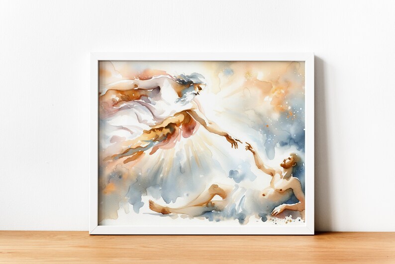 Creation of Adam Holy Bible Scene Canvas Wall Art Poster Birthday Gift ...