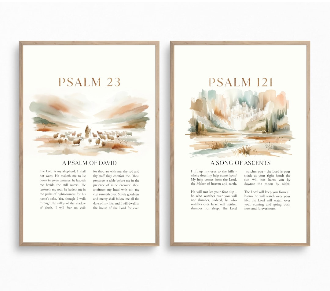 Psalm 121+23 Set of 2 Modern Scripture Bible Verse Canvas Wall Art ...