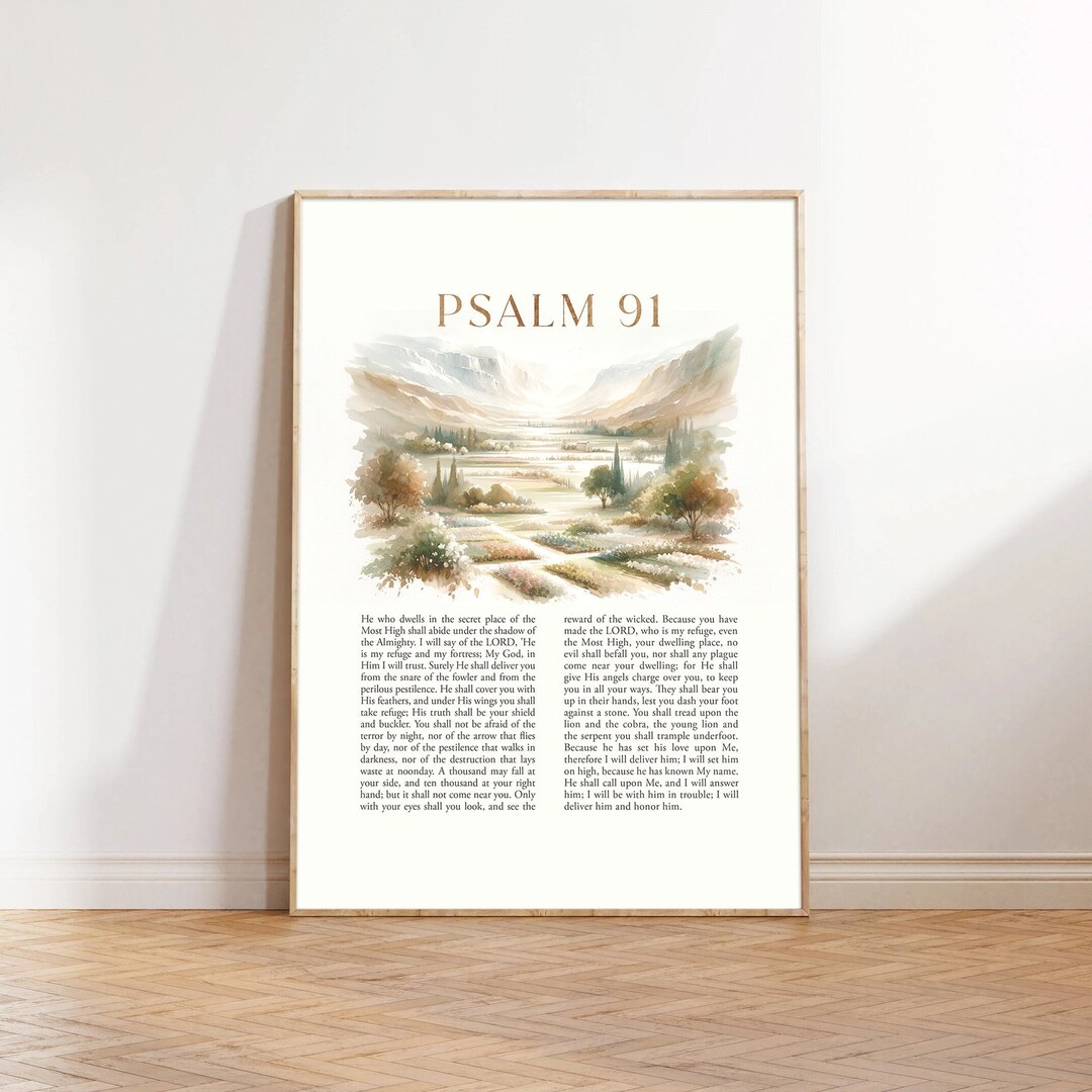 Psalm 91 Bible Verse Art Canvas Wall Art Poster Modern Scripture Who ...