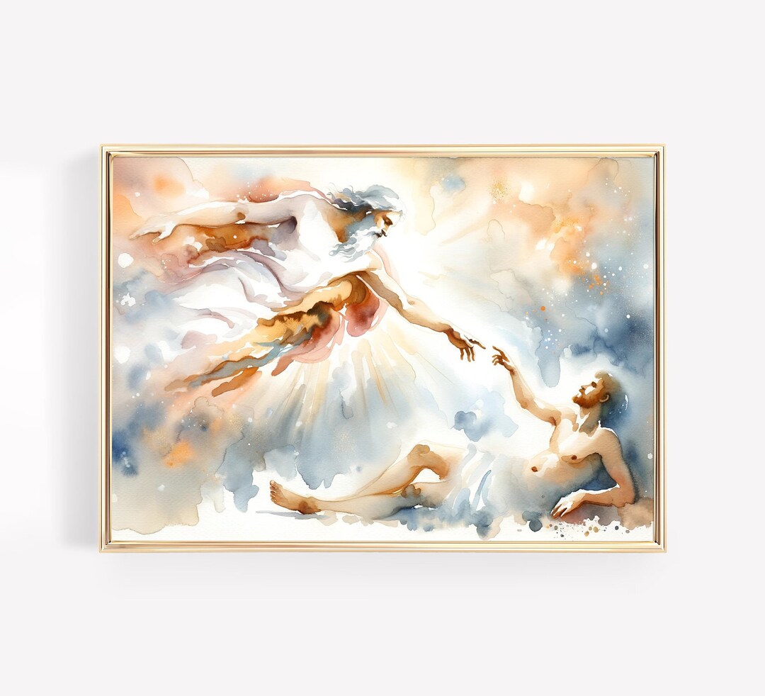 Creation of Adam Holy Bible Scene Canvas Wall Art Poster Birthday Gift ...