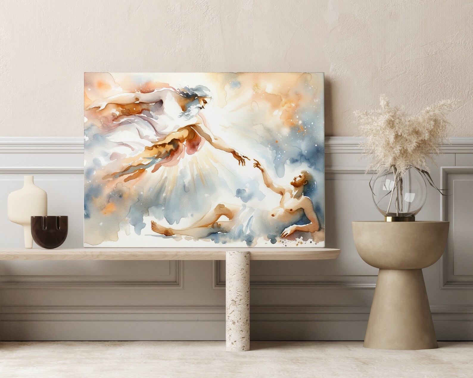 Creation of Adam Holy Bible Scene Canvas Wall Art Poster Birthday Gift ...