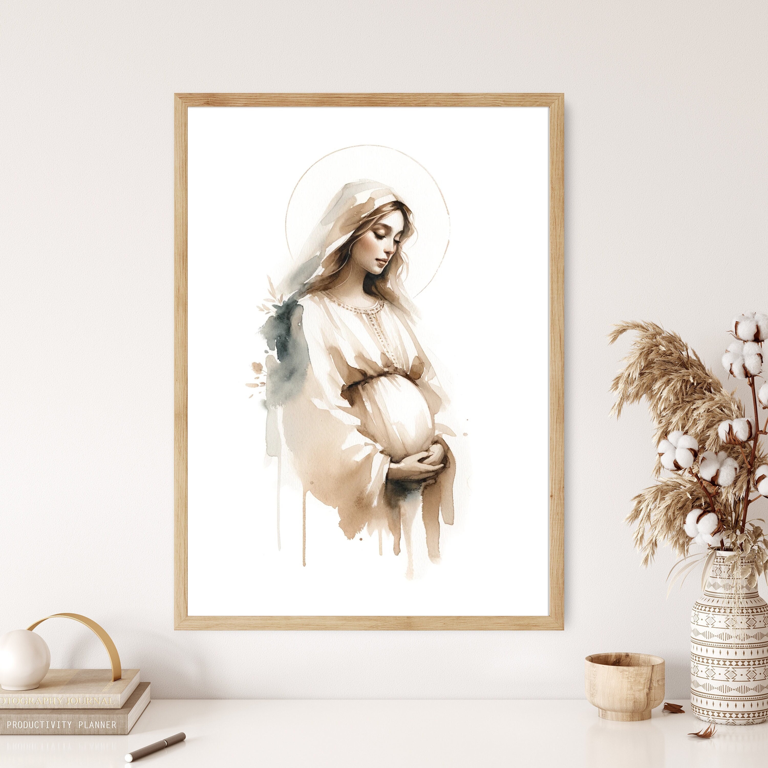 Mary Mother of God Print Jesus Holy Bible Wall Art Gift Trendy Living Room Home Christian Gift Poster Canvas Christian Nursery Decor Prints