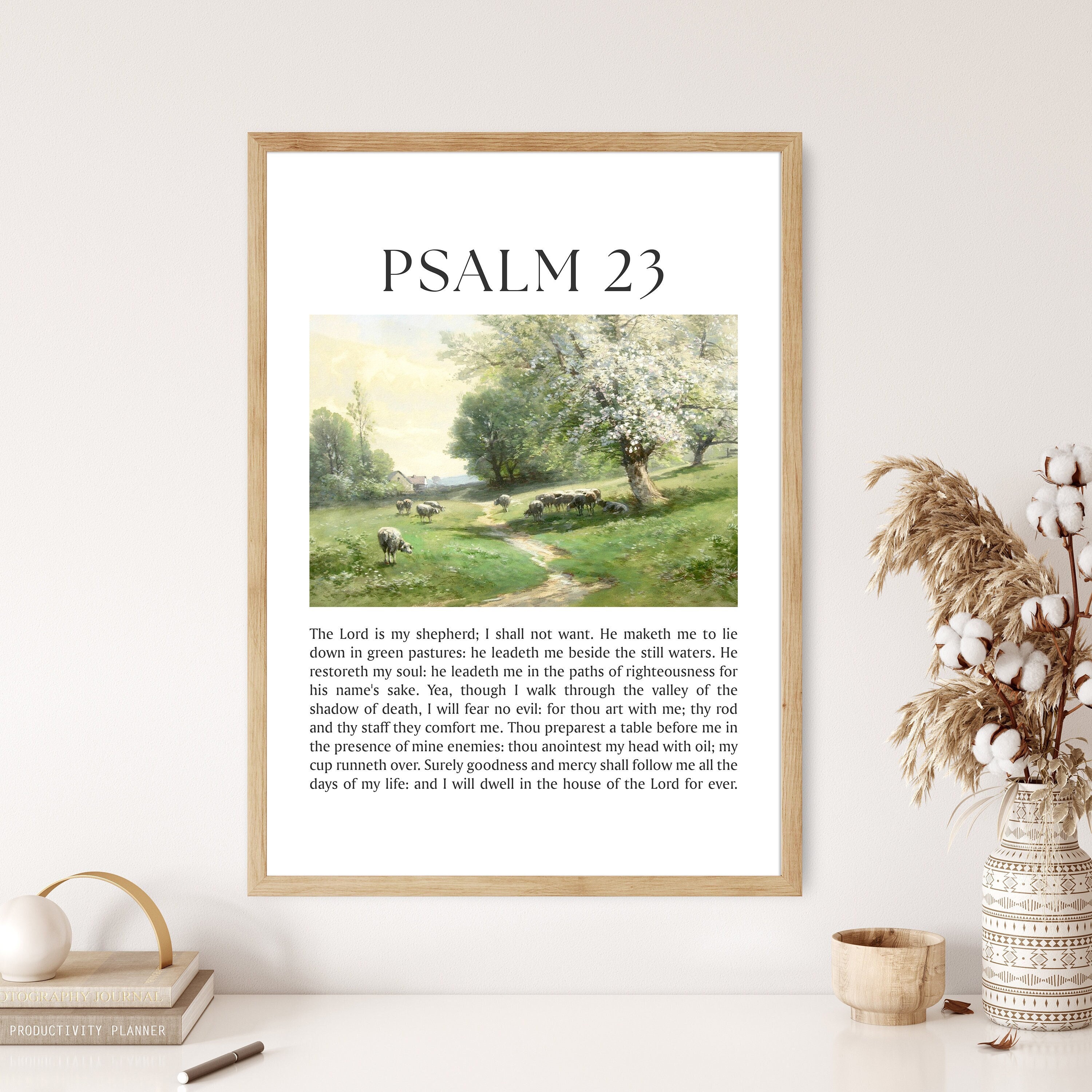 Psalm 23 Lord is My Shepherd Calming Bible Verse Art Canvas Wall Art ...
