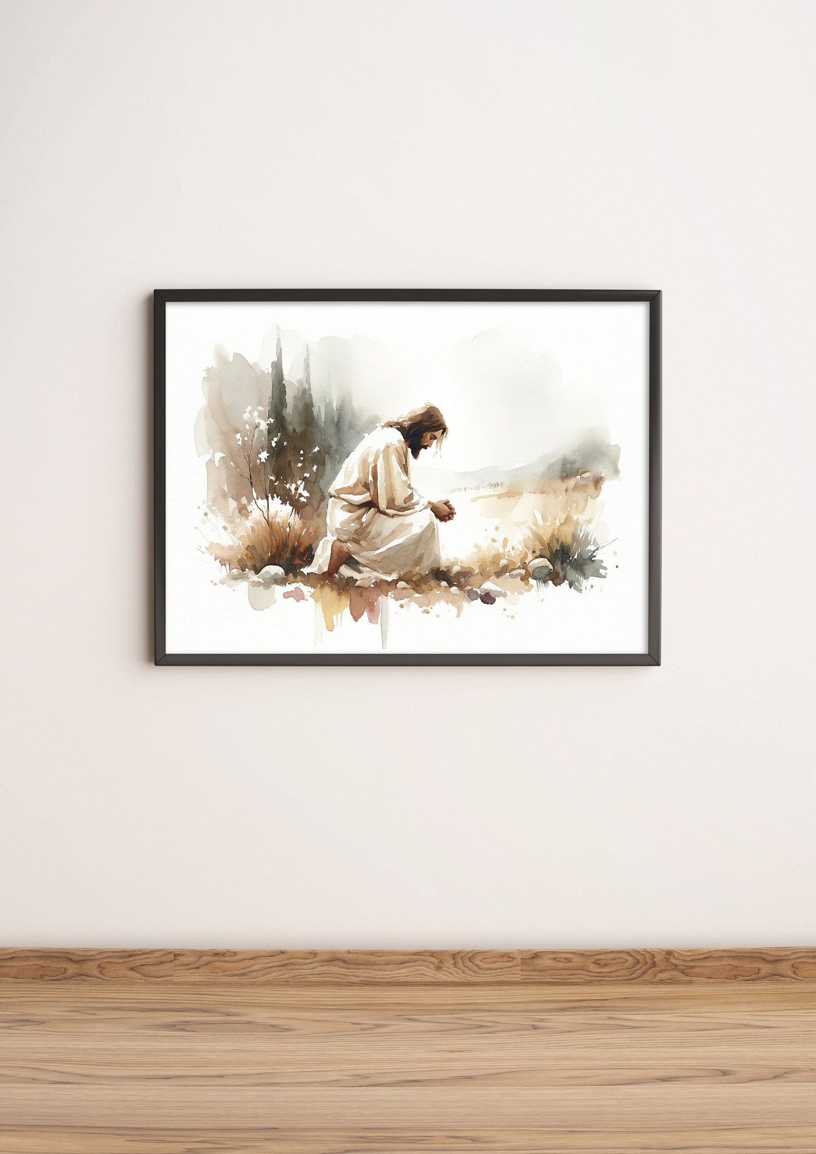 Jesus Prays in the Garden of Gethsemane Canvas Wall Art Poster Holy ...