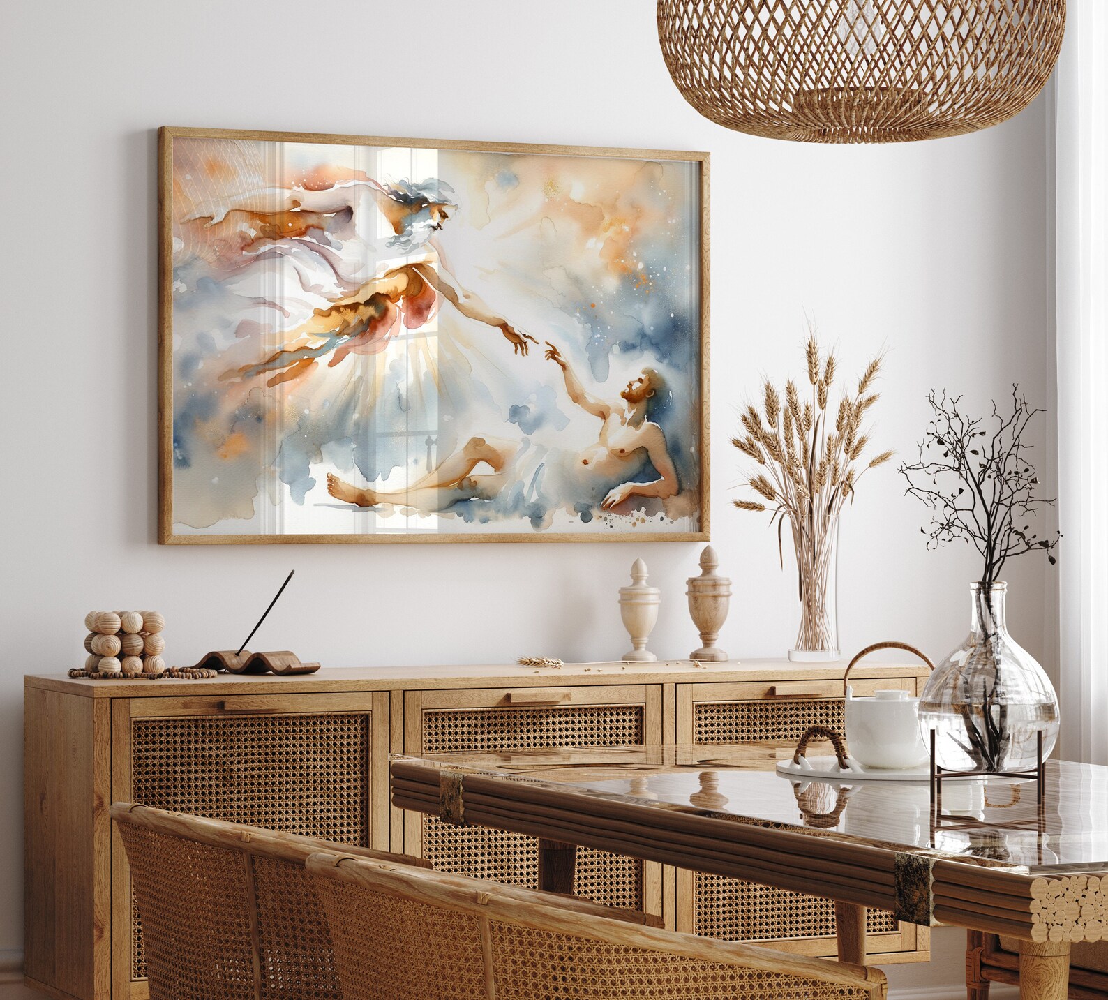Creation of Adam Holy Bible Scene Canvas Wall Art Poster Birthday Gift ...