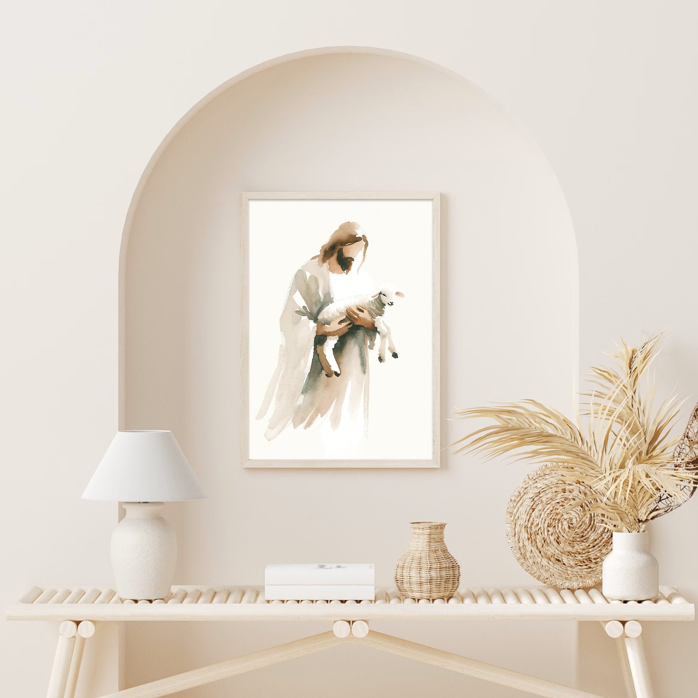 Jesus and Lamb Holy Print Bible Story Art Wall Art Gift Trendy Living ...