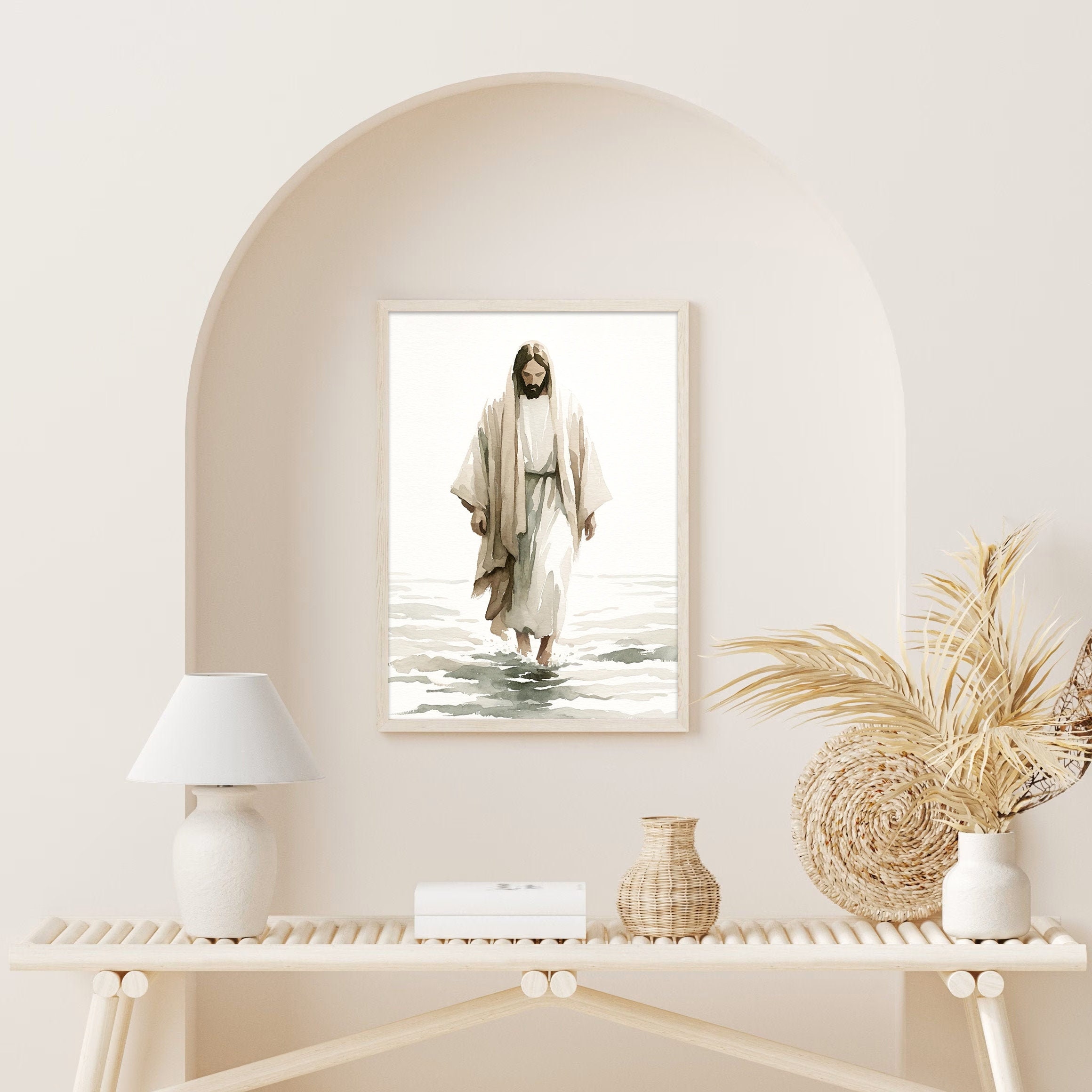 Jesus Walking on Water Poster Holy Print Bible Story Art Wall Art Gift ...