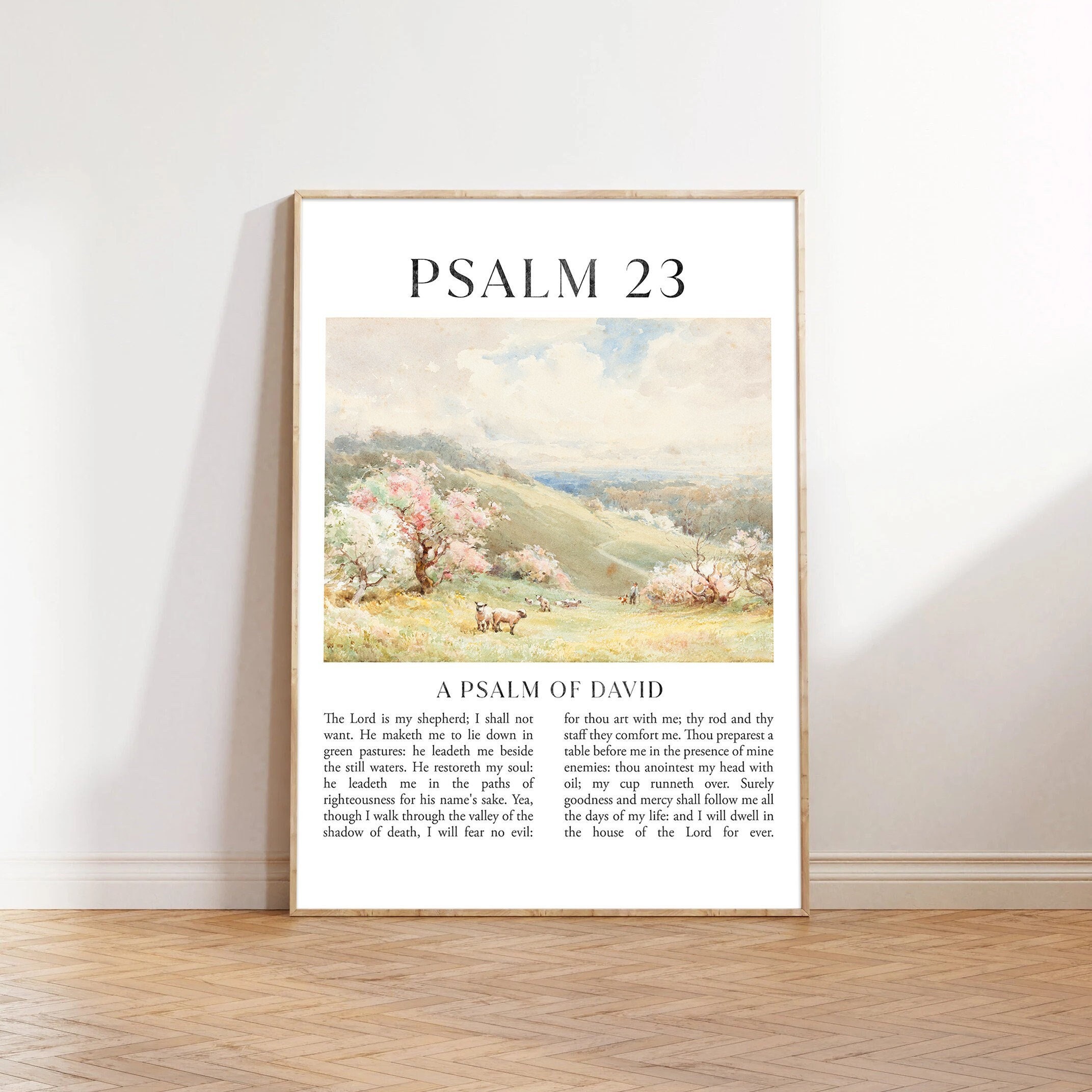 Psalm 23 Lord is My Shepherd Bible Verse Art Canvas Wall Art Poster ...