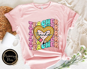 Bleistift Herz Lehrer Shirt, personalisierte Lehrer Shirt, Bleistift Lehrer Shirt, Lehrer Shirt, Herz, Klassenzimmer Shirt, Geschenk für Lehrer