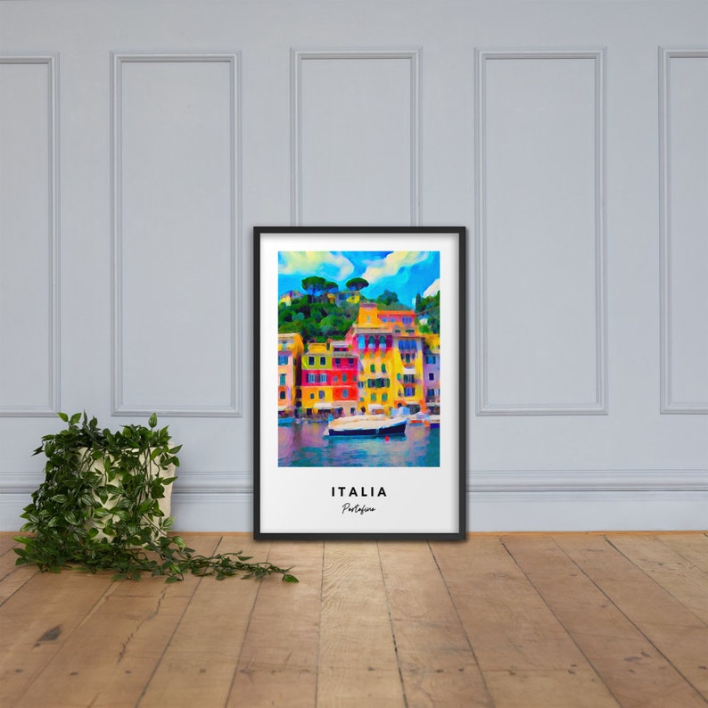 Italy Painting Italy Poster 12x18 inch Portofino Art Print Italy Wall Art Italy Art Print Portofino Painting Portofino Poster