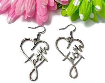 1 Pair Stylish Faith Heart Stainless Steel Earrings - Faith Hope Love Support Family Friendship Awareness Cure Survivor Jewelry Earrings