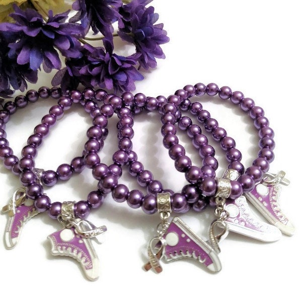 1 Pc Purple Beaded Bracelet Alzheimer's Dementia Epilepsy Lupus Pancreatic Cancer Awareness Walk Support Jewelry