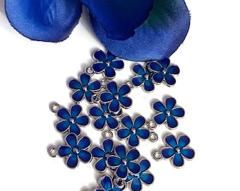 5Pc Blue Metallic Color Awareness Flower Charm-Alopecia Colon Cancer Crohn's Disease Arthritis Colorectal Cancer Hope Survivor Men’s Health