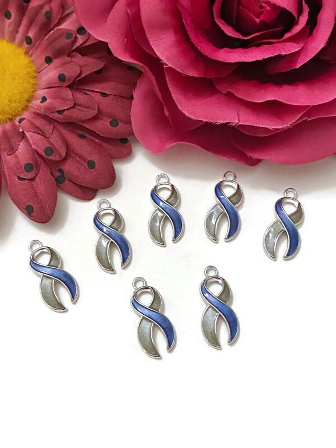 Grey & Blue Awareness Support Ribbon Charms - Diabetes Awareness ...
