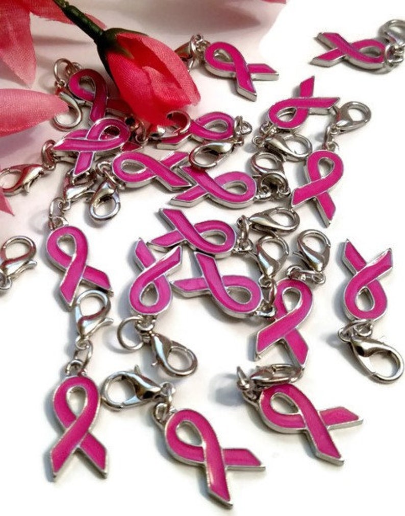 Pink Enamel Dangle Awareness Ribbon Pendant Charms Hope - Etsy