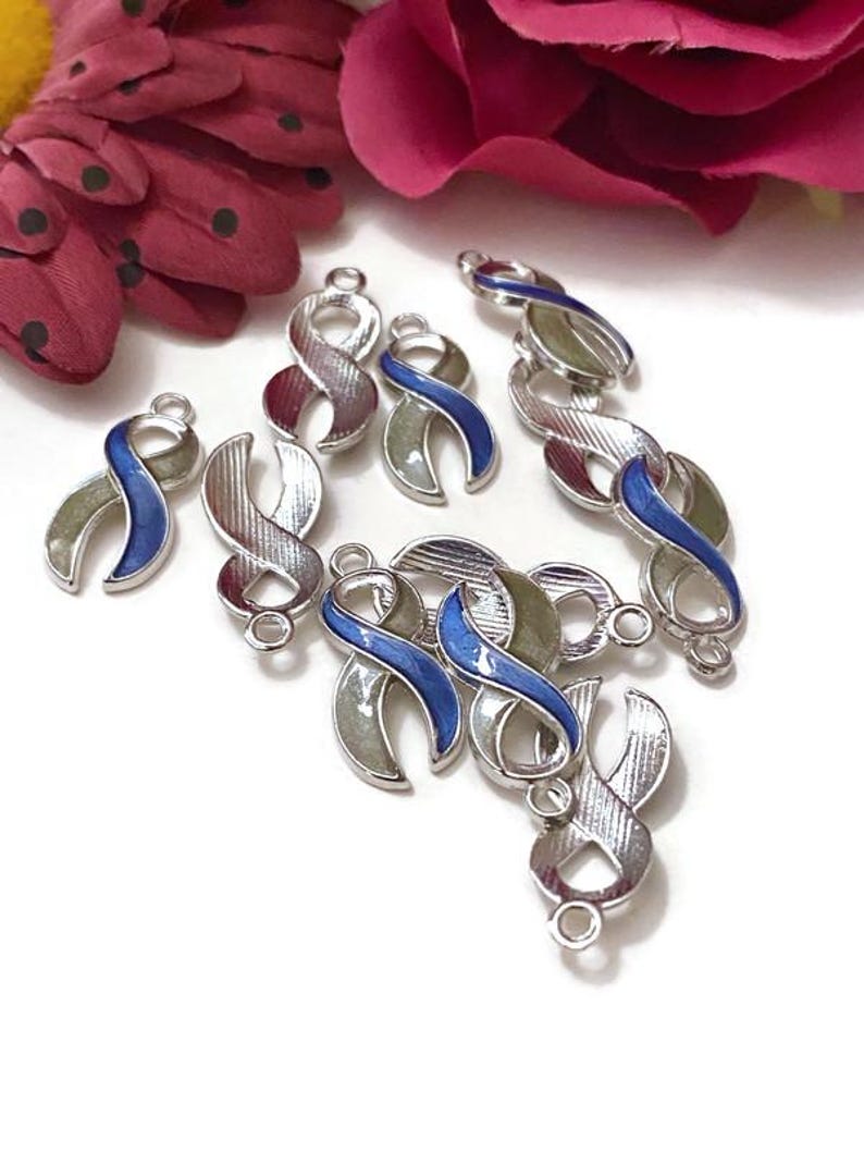 Grey & Blue Awareness Support Ribbon Charms - Diabetes Awareness ...