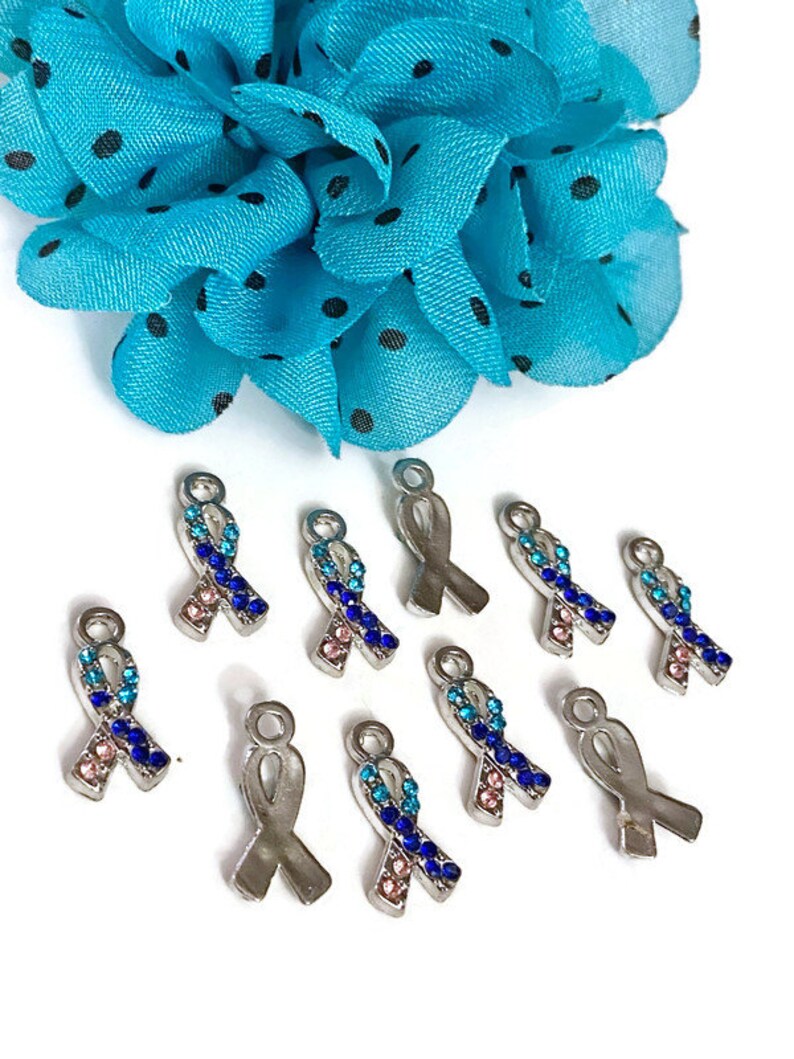 Crystal Rhinestone Thyroid Diseases Awareness Ribbon Charm - Hashimoto ...