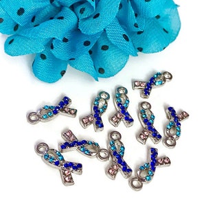 Crystal Rhinestone Thyroid Diseases Awareness Ribbon Charm - Hashimoto ...