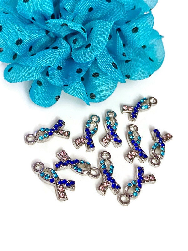 Crystal Rhinestone Thyroid Diseases Awareness Ribbon Charm - Hashimoto ...