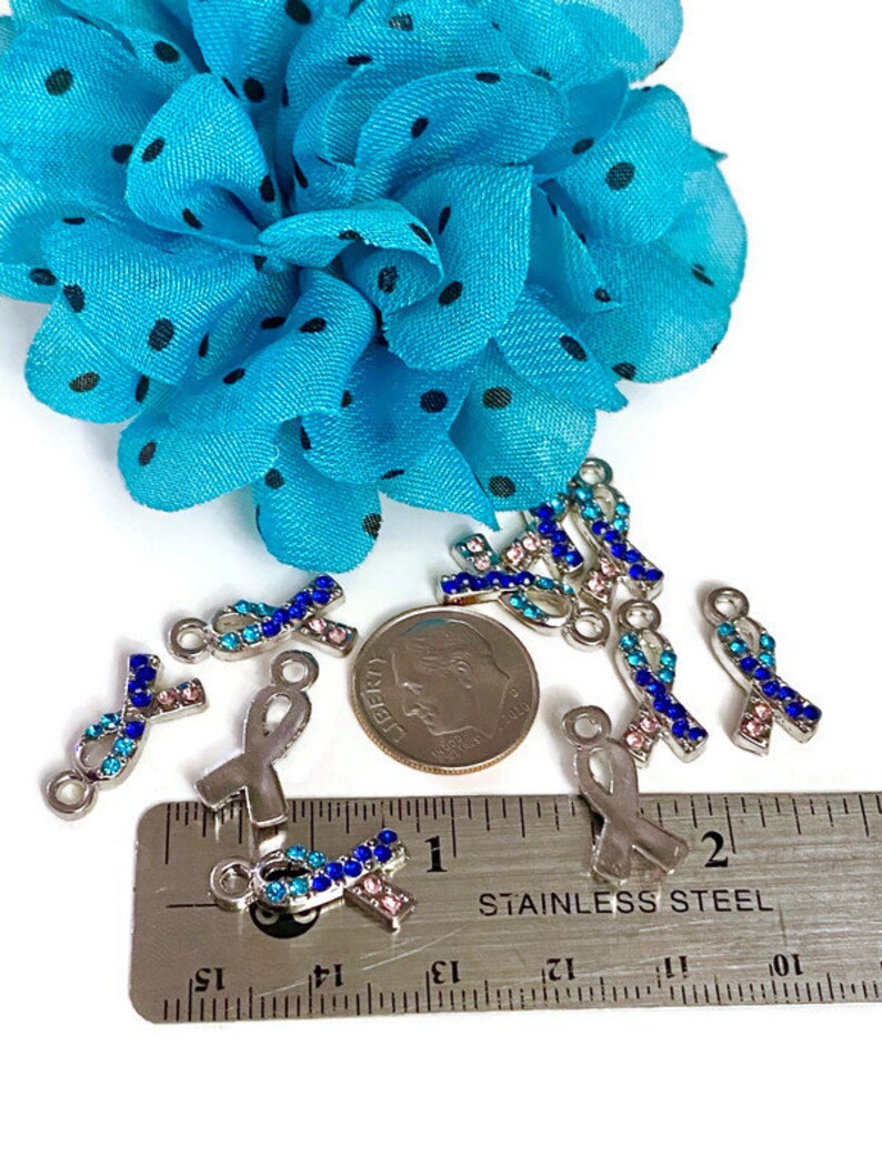 Crystal Rhinestone Thyroid Diseases Awareness Ribbon Charm - Hashimoto ...