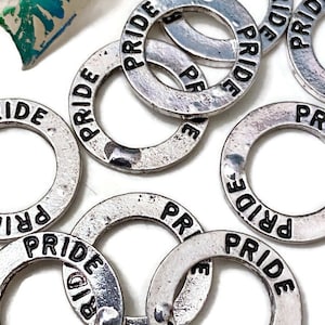 IRREGULAR 10 Pc Pride Affirmation Connector Ring Charms - LGBTQ Gay Pride Rainbow Awareness Queer Transgender Support Acceptance