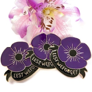 1 Pc Purple "Lest We Forget" Lapel Pin - Alzheimer's Dementia Awareness Support Hope Cure Gift Pins