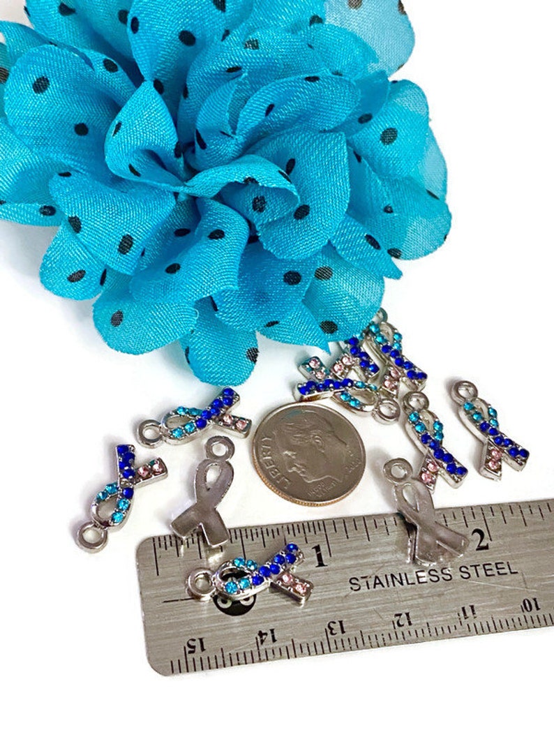 Crystal Rhinestone Thyroid Diseases Awareness Ribbon Charm - Hashimoto ...