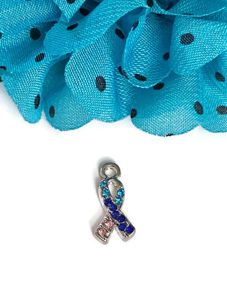 Crystal Rhinestone Thyroid Diseases Awareness Ribbon Charm - Hashimoto ...