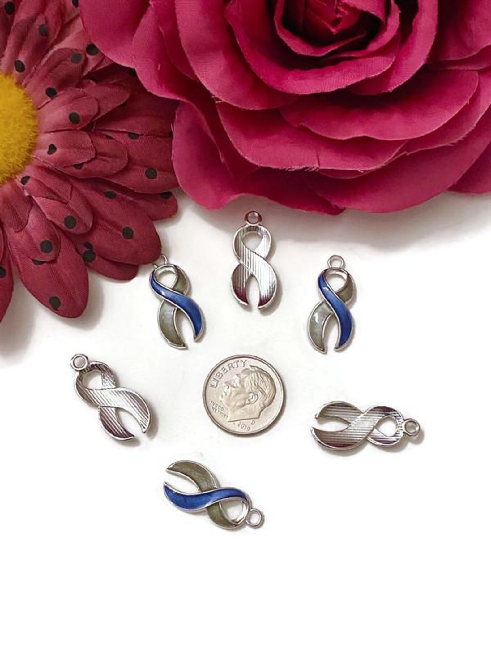 Grey & Blue Awareness Support Ribbon Charms - Diabetes Awareness ...