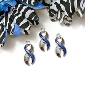 Handmade Diabetes Awareness Ribbon w/Red Crystal Accent - Type 1 Type 2 Diabetes Awareness Support Advocacy Hope Cure Insulin Disorders