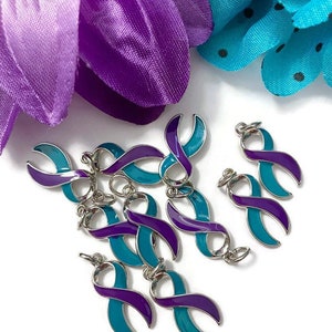 Suicide Awareness Charm Ribbon- Suicide Prevention Loss Hope Support Awareness Jewelry