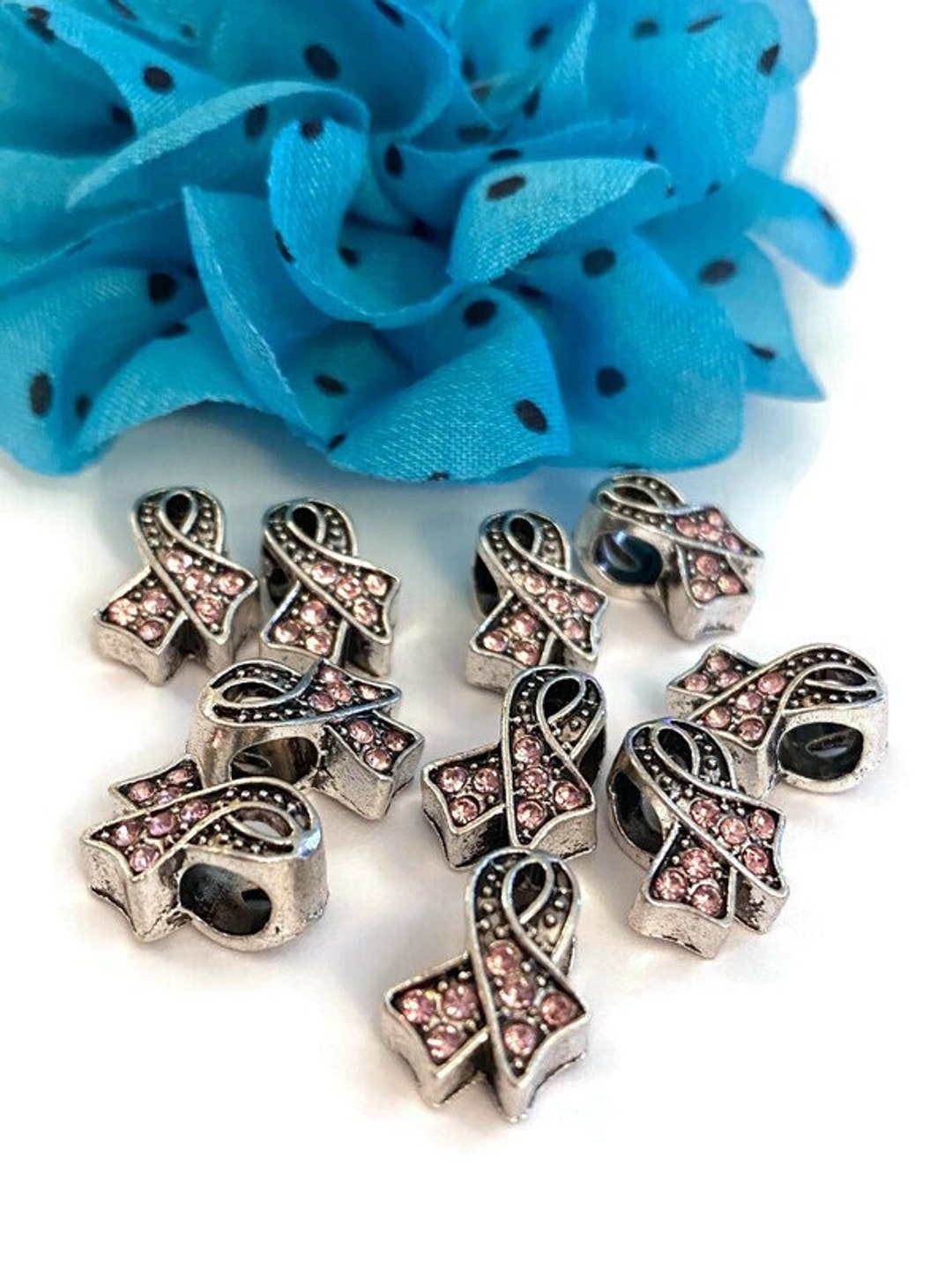 NVENF 20PCS Pink Ribbon Charms Breast Cancer Awareness Beads Charms for  Jewelry Making, Pink Enamel Rhinestone Pendants for Bracelet Necklace  Earrings